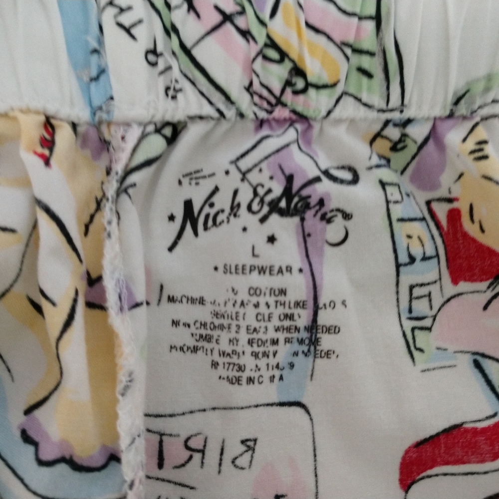 Vintage Nick and Nora EUC Happy Birthday 100%Cotton Pajama Set L - Picture 6 of 6